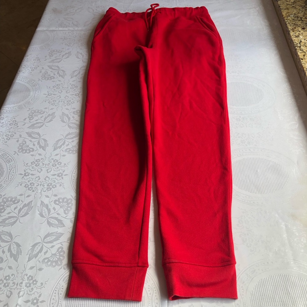 Berkeley Jensen Red Fleece Cuffed Joggers Sweatpants Women’s Size M Drawstring - Picture 10 of 16